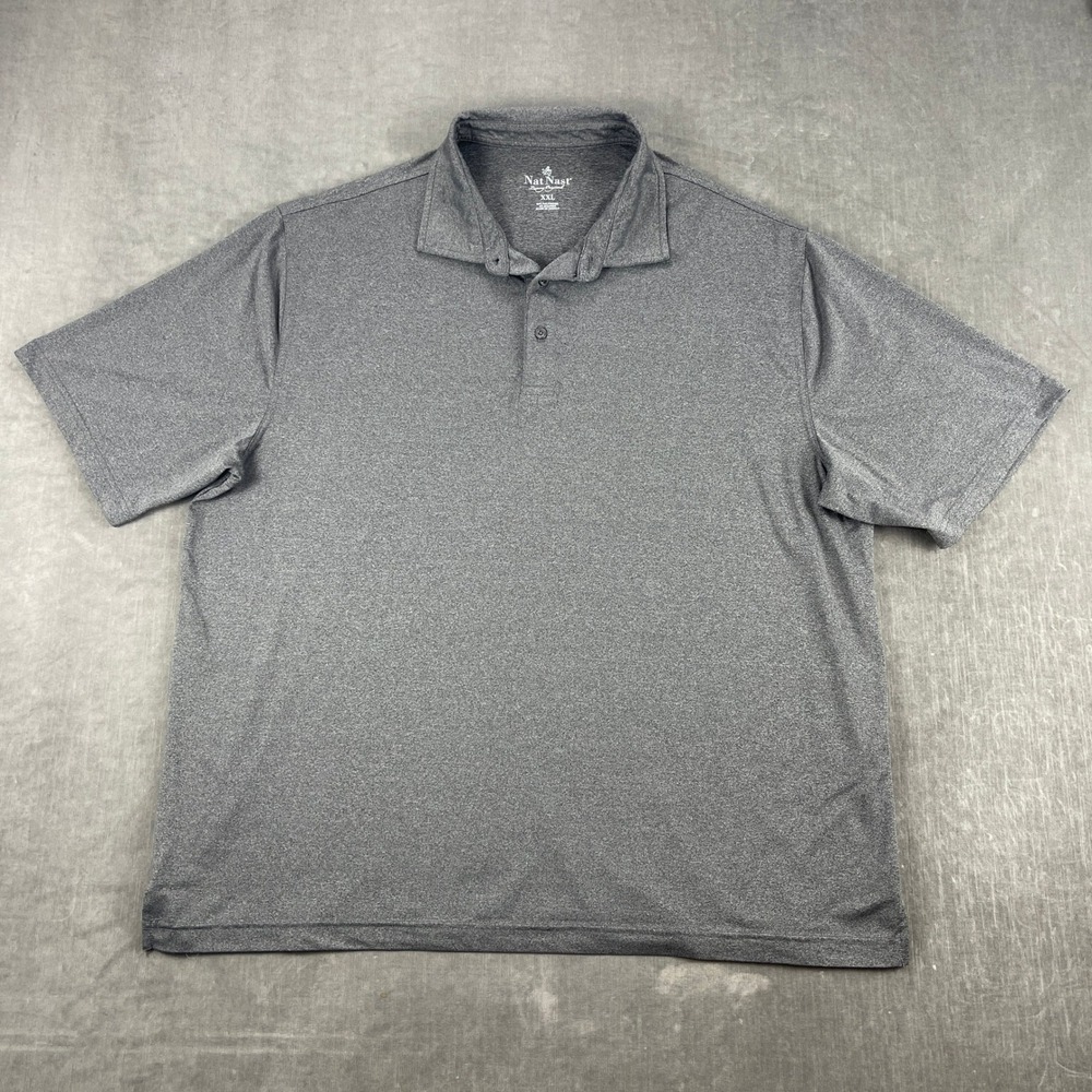 Nat Nast Mens XXL Gray Polo Shirt Luxury Originals Stretch Heathered Performance